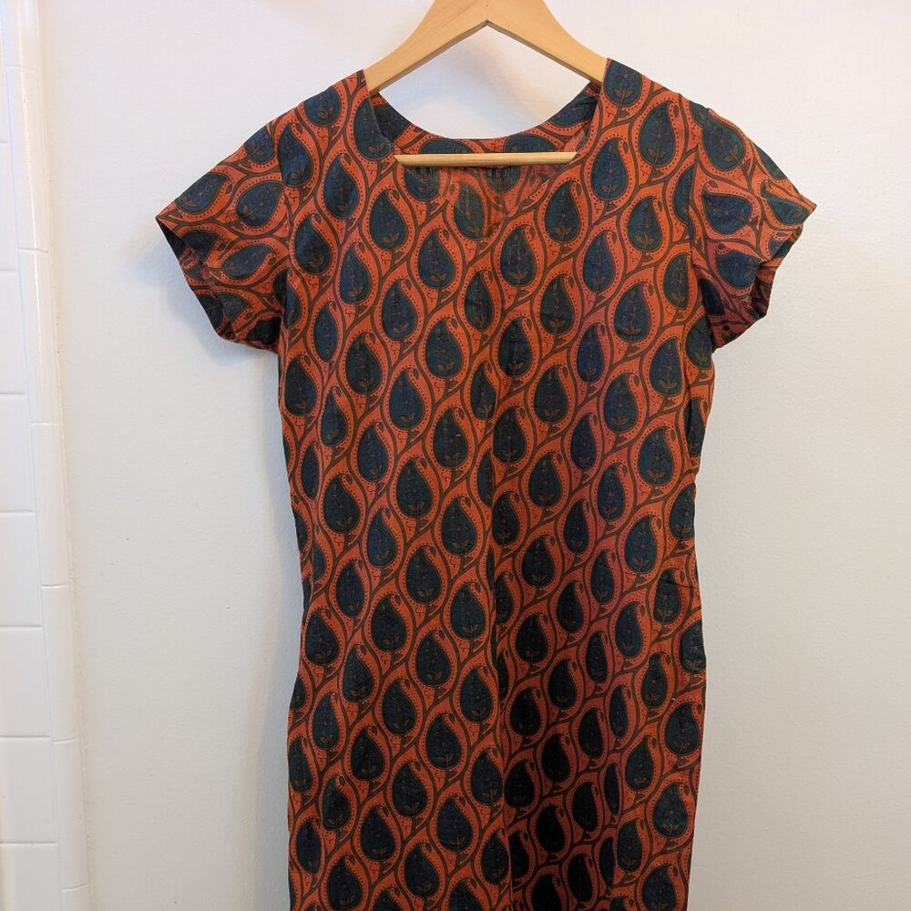 Rust Orange Tunic With Leaf/Flower Pattern - image 1